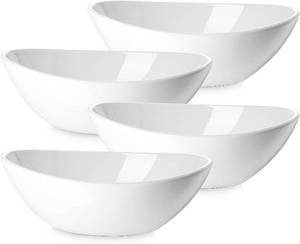 lot 3845 image: DOWAN 9.25 Serving Bowls, Large Oval Serving Dishes for Wedding and Dinner Parties, 35 Oz for Salad, Side Dishes, Pasta, Oval Shape, Microwave & Dishwasher Safe, Set of 4, Soft White