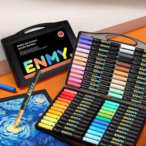 lot 3846 image: ENMY 80 Colors Acrylic Paint Markers, Direct Liquid Acrylic Paint Marker Pen, Fabric Markers for Textile, Canvas, Rock, Glass, Wood, Paper, DIY, Acrylic Coloring Pens for DIY Craft Supplies