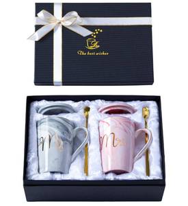 lot 3870 image: Luspan Wedding Gifts for Bride and Groom,Bridal Shower Engagement Gifts for Couples,Mr and Mrs Marble Coffee Mugs 14 Oz