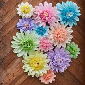lot 4292 image: OBBOLO Pastel Paper Flowers, 12 Pcs Paper Flowers Decorations for Pastel Party Decor, 6 Inch, 12 Inch Crepe Paper Flower for Wedding, Party, Baby, Bridal Shower, Nursery Wall Decor, Bulletin Board