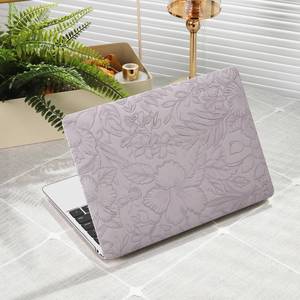 lot 4297 image: iCasso Compatible with MacBook Air 13 inch Case 2020 2019 2018 Release A1932 A2179 M1 A2337, Texture Leather Plastic Hard Shell Case  Keyboard Cover  Screen Protector, Purple Embossed Floral