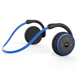 lot 4340 image: RTUSIA Small Bluetooth Headphones Wrap Around Head - Sports Wireless Headset with Built in Microphone and Crystal-Clear Sound, Foldable and Carried in The Purse, and 12-Hour Battery Life, Blue
