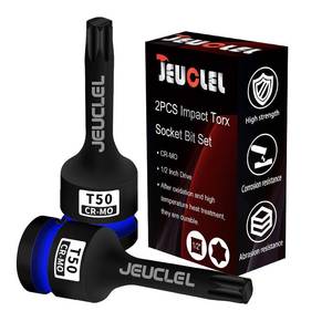 lot 4362 image: JEUCLEL 2Pcs T50 Torx Bit Socket, 12 Drive Torx Star 6 Point Impact Bit Socket, 3-Inch, Cr-Mo Steel, Screwdriver Adapter for Electric Ratchet Wrenches Fastening Screws Hand Repair