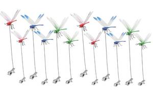 lot 4372 image: 12 Pack Dragonfly Clip,3D Dragonfly Garden Stakes Decor,Fly Deterrent,Dragonfly Humming Bird Stakes,Deer and Horse,Bird and Fly Scare Devices for Indoor Outdoor Garden
