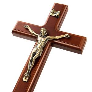 lot 4377 image: SISSIDA Crucifix Wall Cross, Handmade Wooden Catholic Crosses for Wall Decor - 12 Inch