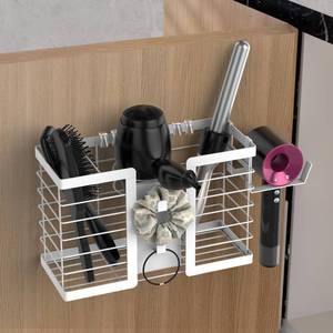 lot 5828 image: FUNKYLEE Bathroom Organizers and Storage, 3 in 1 Metal Wall Mount for Flat Iron, Curling Iron, Straightener, Hair Care & Styling Tools (White)