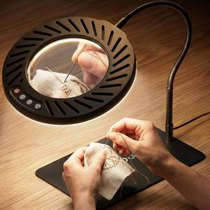 lot 5845 image: ARTDOT 10X Magnifying Glass with Light and Stand, 144 LEDs Desk Lamp with 5 Color Temperatures and 9 Levels Adjustable Brightness for Diamond Painting Accessories Crafts Reading Hobbies Close Work
