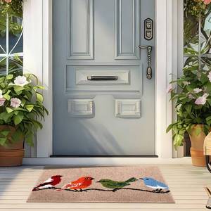 lot 5857 image: Dunzy Colorful Spring Birds Front Door Mat Indoor Outdoor Entrance 36x24 Door Mat with Heavy Duty Backing Birds Welcome Mats for Entryway, Porch Doormats Outdoor Indoor Entrance Anti-Slip