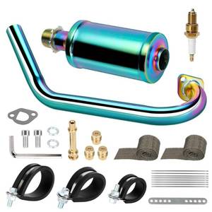 lot 5860 image: HIAORS Under Seat Exhaust Pipe Muffler Kit for Predator 212 Non Hemi Coleman CT200U BT200X Axis M200 KT196 224cc 196cc 6.5hp Mini Bike & Go Kart GX160 GX200 OHV Clone Engine Performance Parts Rainbow
