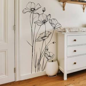 lot 6002 image: CNUSER Black White Flower Wall Stickers Art Decal Decor for Bedroom Living Room Offices Home Decoration