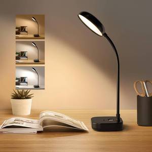 lot 6007 image: Desk lamps for home office,Black,Battery desk lamp,5W Rechargeable desk lamp,3 Colors,Adjustable brightness,360°Gooseneck Hose,Small rechargeable reading lamp,Eye-friendly and Energy Saving
