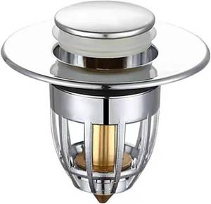 lot 6008 image: Pop Up Sink Drain Stopper, Universal Bathroom Basin Drain Filter with Press Button, Anti Clog Strainer for Easy Water Flow Control