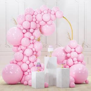 lot 6014 image: PartyWoo Pink Balloons 140 pcs Different Sizes of 18 12 10 5 Inch Pastel Pink Balloons Arch Kit Garland for Baby Shower Gender Reveal Birthday Bridal Shower Princess Party Decorations Pink-Q05