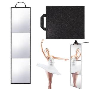lot 6028 image: Foldable Full Length Mirror, 2-in-1 Wall Mounted or Tabletop Mirror, Portable Travel Mirror with Handle for Dance Home Bedroom Wardrobe Stage Makeup Checks Camping Outdoor Use (47 x 12.5, Tri-Fold)