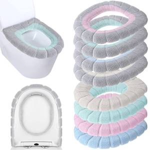 lot 6032 image: Moukeren 8 Pcs 11.8 Inch Thicker Bathroom Toilet Seat Cover Pads Soft Comfortable Toilet Seat Cushion Cover Stretchable Toilet Seat Warmer Easy Installation Cushioned Lid Covers (Simple Colors)