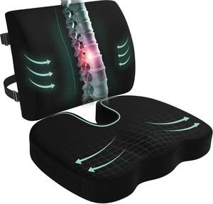 lot 6039 image: XSNDSENN Seat Cushion and Lumbar Support Pillow for Office Chair, Wheelchair, Memory Foam Coccyx Cushion for Sciatica Tailbone Pain Relief, Back Support for Car Chairs, Desk Chair
