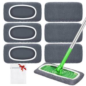 lot 6048 image: Reusable Dry Sweeping Cloths Microfiber Wet Pads Refill Compatible with Swiffer Sweeper Mop, Machine Washable Sweeping Mop Pads for Use on All Sealed Floors - Stone, Hardwood, Laminate & Tile (6 Grey)