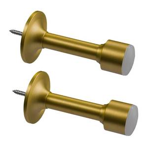 lot 6072 image: 2 Pack Solid Brass Door Stop, Decorative Door Stopper Wall Protector, Heavy Duty Door Stop with White Rubber Bumper Tip for Wall Door Protection Sound Dampening, Brushed Gold Brass Plated