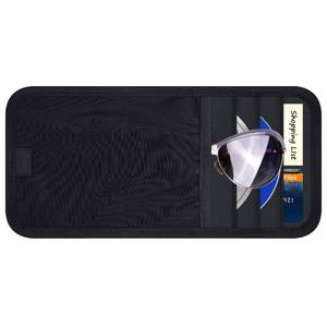lot 6085 image: Wisdompro Car Sun Visor Organizer, Auto Storage Pouch with 3 CD Sleeves, Pen Holder, Strap & Pocket for Sunglass, Document, Card -Black
