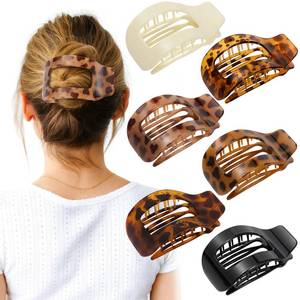lot 6086 image: 6 PCS Flat Hair Clips for Women, Large French Flat Claw Clips for Thick Thin & Curly Hair, Strong Hold Non Slip Leopard Print Jaw Clips Hair Accessories for Girls Valentines Day Gifts, Tortoise