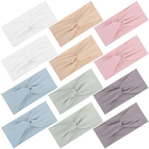 lot 6088 image: A12 Pcs Stretchy Headbands for Women, Absorbed Sport Headband Soft Twist Knotted Hairbands for Daily Life Yoga Workout (Light Morandi)