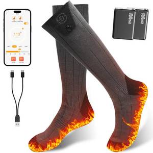 lot 6102 image: Netraty Heated Socks for Women Men, 8000mAh Rechargeable Battery Foot Warmer Hiking Socks Up to 10 Hours, APP Controlled Electric Heated Socks with 4 Heating Levels for Camping Skiing