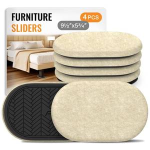 lot 6114 image: Furniture Sliders for Hardwood Floors Felt-4 Pack 9-12 Oval Reusable Furniture Slider with Extra Thick Design - Heavy-Duty Furniture Movers - Beige Felt Sliders Effortless Moving