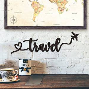 lot 6117 image: Qmetalart Travel Decor Metal Wall Art Backdrop Decoration Sign Word Hanging for Home Living Room Bedroom Office Housewarming Gift for Travel Lover