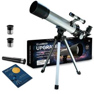 lot 6435 image: Telescope for Kids 50mm 100x Magnification Beginner Silver Telescopio with Tripod, 2 Eyepieces, Finder Scope Set, STEM Educational Astronomy Chritstmas Gift for Boys & Girls Ages 6-12