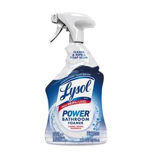 lot 6486 image: Lysol Power Foaming Bathroom Cleaner, Multipurpose Cleaner for Showers, Bathtubs, Sinks, Disinfectant Spray Kills 99.9% of Germs, Zero Bleach Cleaning Spray, 32 Oz.