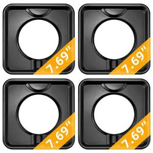 lot 6496 image: Drip Pans for Gas Stove,Reusable Black Drip Pans,Square Burner Covers BN24,SGP-400,Gas Burner Liner Covers,Gas Range Drip Pan Made of Porcelain-4packs by MIFLUS