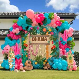 lot 10191 image: Tropical Hot Pink Teal Blue Balloon Garland arch kit 152 Pcs with Pastel Pink DIY Long Colored Balloons for Summer aloha Birthday Baby shower Gender reveal Hawaii cartoon Theme Decoration Supplies