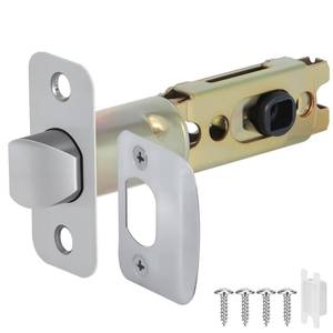 lot 10196 image: 1 Pack Nickel Door Latch Replacement, 8mm Big Spindle Hole, 45°Turning Angle, 2-38 or 2-34 Backset Door Deadlatch, Stainless Steel Round Corner Door Lock Replacement Parts