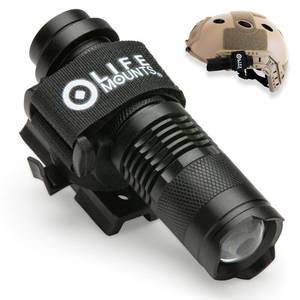 lot 10197 image: Life Mounts Tactical Rail Mount Flashlight - 3.5 in x 1.5 in, White LED - 1,000-Foot Beam & Multi-Mode Helmet Flashlight - 360-Degree Side Mount Helmet Lights - Weatherproof Design for Tactical Gear