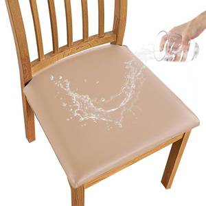 lot 10217 image: Dioxide Seat Covers Waterproof PU Leather Chair Covers for Dining Chairs,Stretch Fit Removable Chair Seat Protector Slipcovers with Elastic Band for Kitchen, Hotel(l(Light Brown, Set of 4)