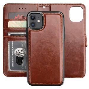lot 10220 image: Bocasal for iPhone 11 Wallet Case with Card Holder PU Leather Magnetic Detachable Kickstand Shockproof Wrist Strap Removable Flip Cover for iPhone 11 6.1 inch (Brown)