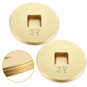 lot 10225 image: Therwen 2 Pcs 3.5 Inch Sewer Cleanout Cap Slotted Brass Cleanout Plug Wrench Sewer Clean Cover for Drain, Waste, and Vent Purposes(Concave)