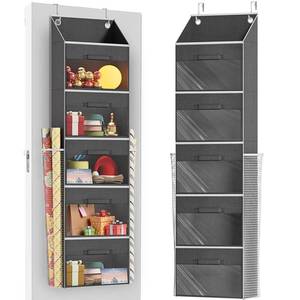 lot 10235 image: Ofiray-home Over Door Wrapping Paper Organizer Storage with 5 Removable Drawers & 2 Large Side Pockets for Gift Wrap Rolls Wrap Storage for Ribbons, Bows, Ornaments and Tools