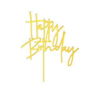 lot 10237 image: Gold DIY Happy birthday Cake Topper Acrylic Happy Birthday Cake Sign Party Decorations Supplies(Gold 1)