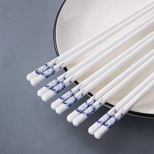 lot 10242 image: Decohomeforu 10 Pairs Ceramic Chopsticks With Blue Flower Pattern, 9.72 inch High-grade Chinese Bone Porcelain Chopsticks with Delicate Box, Easy to Clean, Dishwasher Safe Microwave Safe Chopsticks