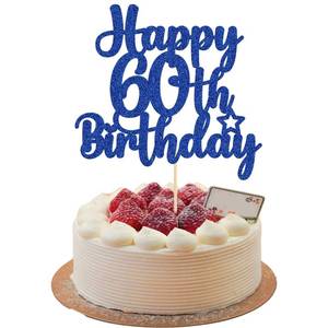 lot 10246 image: Gyufise 1Pc Happy 60th Birthday Cake Topper Glitter 60 & Cheers to 60 Years Old 60th Birthday Cake Pick for Celebrating 60th Birthday Anniversary Party Cake Decorations Supplies Blue