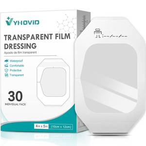 lot 10248 image: Transparent Film Dressing 4 x 4.75 Box of 30 - Waterproof Bandages for Swimming, Showering, Wounds, Post Surgical Shower or IV Shield, Tattoo Aftercare Bandage, Scar Therapy, Adhesive Patches