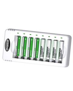 lot 10269 image: Granicell Rechargeable AAA Batteries with Charger,8 Pack 1100mAh Low Self Discharge Triple A Batteries with 8 Bay AA AAA Smart Battery Charger for Ni-MH Ni-CD,Independent Slot