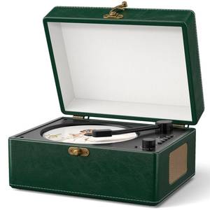 lot 12004 image: Retro CD Player with Bluetooth in&Out Portable Music Player for Relaxing Anywhere,Auto Power Off,USB,AUX,Headphone Jack,Vintage CD Player for Music Lovers,Birthday Gifts for WomenMen-Green (Missing Cord)
