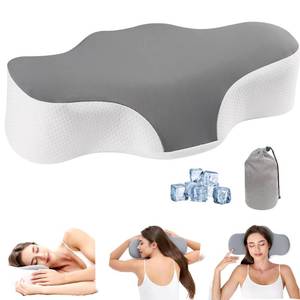 lot 12005 image: Bespilow Travel Cervical Pillow for Sleeping, Small Memory Foam Neck Pillow with Cooling Washable Cover, Compact Ergonomic Neck Support Travel Pillow for Car Camping, RV, Road Trip & Passenger Seat