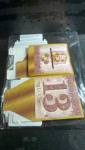 lot 12012 image: Happy Birthday Gift Box Assembly Kit with Rose Gold Glitter Design