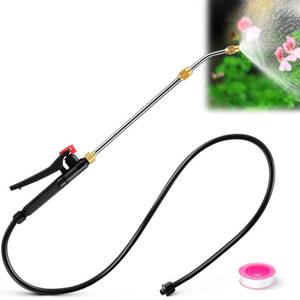 lot 12027 image: Enhon Pump Action Pressure Sprayer Wand Universal, Retractable 24 Stainless Steel Replacement Sprayer Wand with PVC Replacement Hose & Shut off Valve