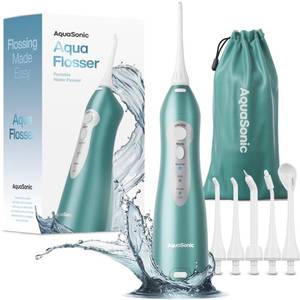 lot 12029 image: AquaSonic Water Flosser - Cordless Rechargeable Water Flossers for Teeth Cleaning - Waterproof Aqua Flosser, Portable Oral Irrigator for Dental Cleaning with 5 Jet Tips �� Braces Home Travel