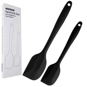 lot 12406 image: Silicone Spatula Set 2 Pcs Heat Resistant Rubber Spatula for Non-stick Cookware BPA Free (Black)
