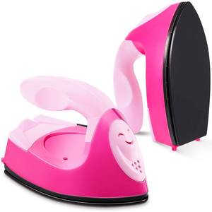 lot 12407 image: Honoson Mini Craft Iron Mini Heat Press Small Iron 3.93 x 2.36 x 2.76 in Portable Handy Tiny Flatiron with Charging Base Accessory for Fuse Bead Patch DIY Heat Transfer Vinyl(Pink, Light Pink)